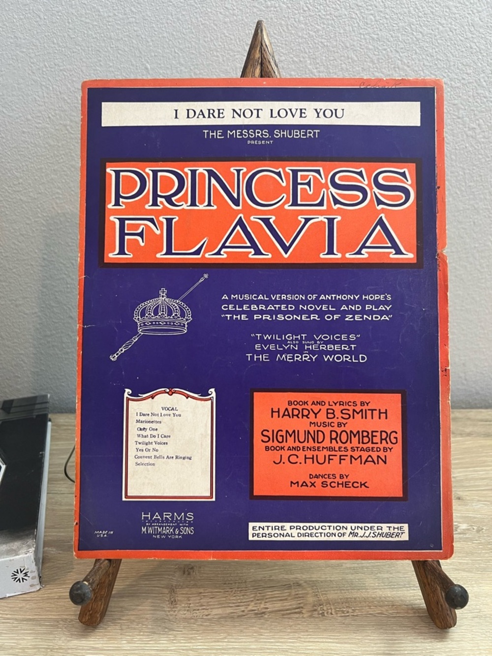 1925 I Dare Not Love You Princess Flavia Sigmund Romberg Broadway Sheet Music